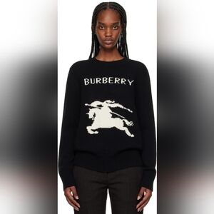 Burberry Black Crewneck Sweater LARGE OVERSIZED